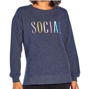 Wildfox | Social Pullover Sweatshirt Blue Small